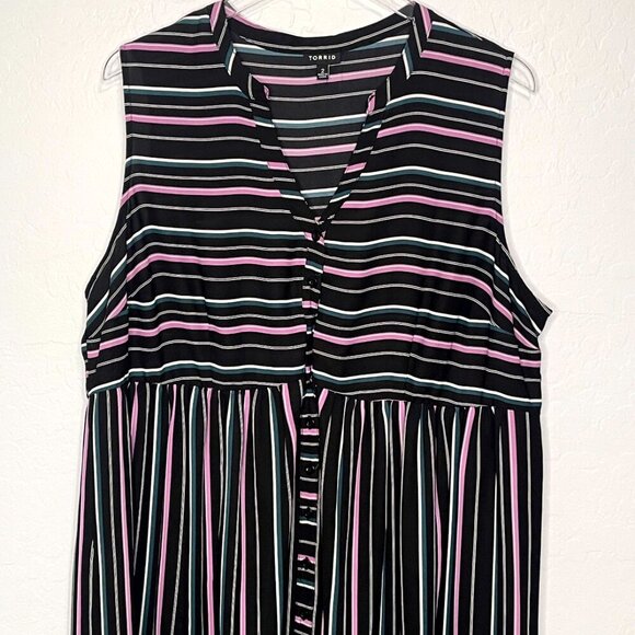 Torrid Hi Low Sheer Sleeveless Stripe Georgette Tunic 2 2X 18/20 - Picture 4 of 8
